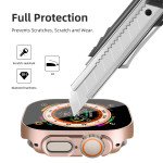 Wholesale Tempered Glass Screen Protector Full Coverage Shockproof Cover Case for Apple Watch Ultra 2 / 1 [49MM] (RoseGold)