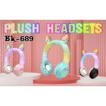 Wholesale Plush Soft Cute Colorful LED Lights Wireless Portable Headset for Universal Cell Phone And Bluetooth Device BK689 (Black)