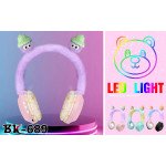 Wholesale Plush Soft Cute Colorful LED Lights Wireless Portable Headset for Universal Cell Phone And Bluetooth Device BK689 (Black)