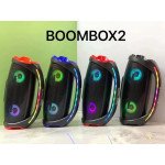 Wholesale RGB LED Lights Drum Style Wireless FM Radio Bluetooth Speaker With Handle Boombox2 for Universal Cell Phone And Bluetooth Device (Black)