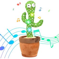 Dancing Singing Funny Cactus Bluetooth Wireless Speaker Toy Song Recording Play Music USB Powered for Universal Cell Phone, Device (Green)