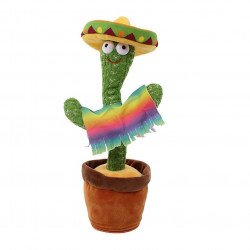 Dancing Singing Funny Cactus Bluetooth Wireless Speaker Toy Song Recording Play Music USB Powered for Universal Cell Phone, Device (Mexico Sombrero)