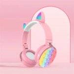 Wholesale Popit Cat Ear Bluetooth Wireless LED Foldable Headphone Headset with Built in Mic and FM Radio for Universal Cell Phone And Bluetooth Device CT-950 (Green)