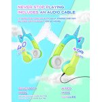 Wholesale Unicorn Cat Ear Bluetooth Wireless LED Foldable Headphone Headset with Built in Mic and FM Radio for Universal Cell Phone And Bluetooth Device CXT8M (Blue Green)