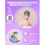 Wholesale Unicorn Cat Ear Bluetooth Wireless LED Foldable Headphone Headset with Built in Mic and FM Radio for Universal Cell Phone And Bluetooth Device CXT8M (Purple Pink)