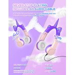 Wholesale Unicorn Cat Ear Bluetooth Wireless LED Foldable Headphone Headset with Built in Mic and FM Radio for Universal Cell Phone And Bluetooth Device CXT8M (Black Pink)