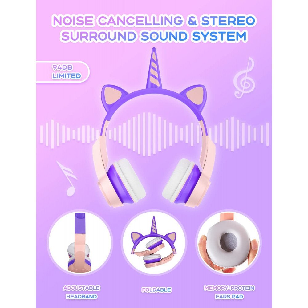 Wholesale Unicorn Cat Ear Bluetooth Wireless LED Foldable
