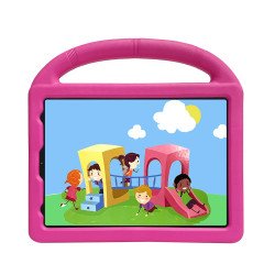 Silicone Car Wheel Stand With Handle Shockproof Durable Protective Cover Case For Kids for iPad Air 5 [2022], iPad Air 4 [2020], iPad Pro 11 (2022 / 2021 / 2020) (Pink)