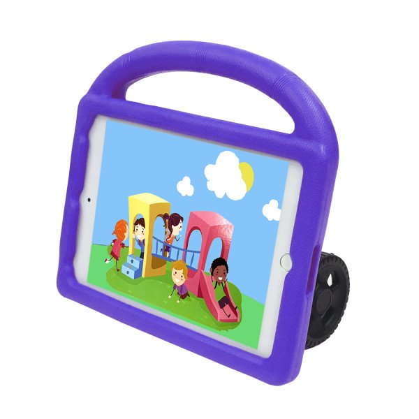 Wholesale Silicone Car Wheel Stand With Handle Shockproof Durable Protective Cover Case For Kids for iPad Mini 6 [2021] (Purple)