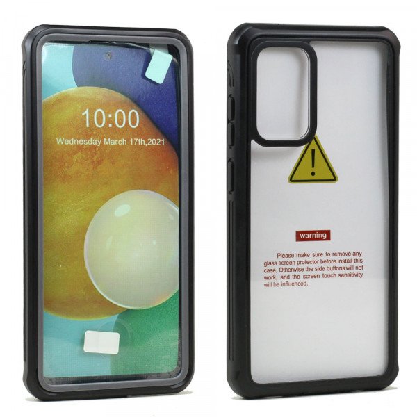 Wholesale Heavy Duty Full Body Rugged Phone Cover Case with Build in Tempered Glass Screen Protector for Samsung Galaxy A72 5G (Black)