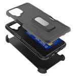 Wholesale Premium Armor Heavy Duty Kickstand Card Slot Case with Clip for Samsung Galaxy A22 5G (Black)