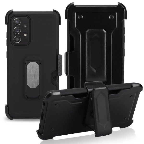 Wholesale Premium Armor Heavy Duty Kickstand Card Slot Case with Clip for Samsung Galaxy A52 5G (Black)