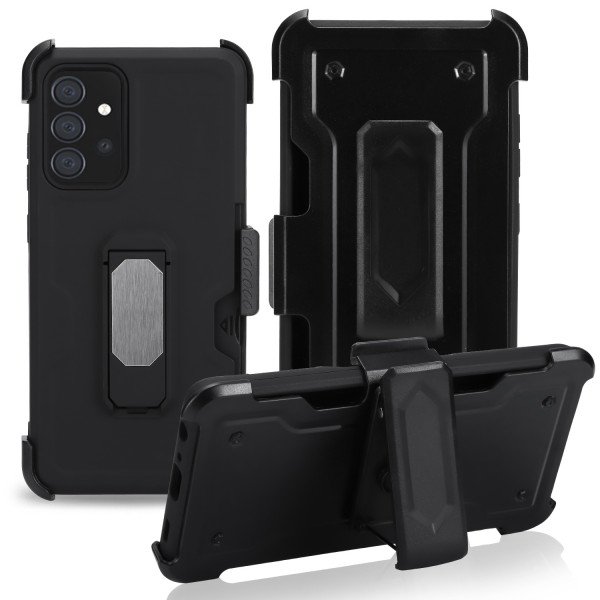 Wholesale Premium Armor Heavy Duty Kickstand Card Slot Case with Clip for Samsung Galaxy A72 5G (Black)