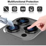 Wholesale Premium Guard Titanium Alloy HD Tempered Glass Camera Lens Protector for iPhone 14 Pro, iPhone 14 Pro Max (Black)