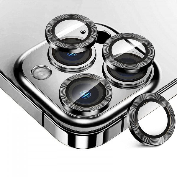 Wholesale Premium Guard Titanium Alloy HD Tempered Glass Camera Lens Protector for iPhone 14 Pro, iPhone 14 Pro Max (Black)