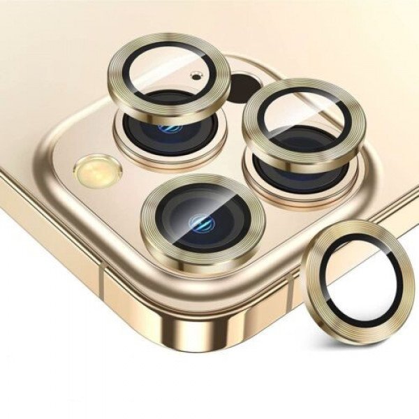 Wholesale Premium Guard Titanium Alloy HD Tempered Glass Camera Lens Protector for iPhone 14 Pro, iPhone 14 Pro Max (Gold)