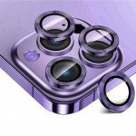 Premium Guard Titanium Alloy HD Tempered Glass Camera Lens Protector for iPhone 14 Pro, iPhone 14 Pro Max (Purple)