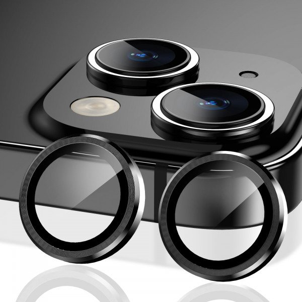 Wholesale Premium Guard Titanium Alloy HD Tempered Glass Camera Lens Protector for Apple iPhone 15, iPhone 15 Plus (Black)