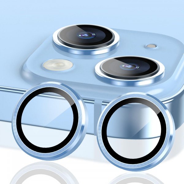 Wholesale Premium Guard Titanium Alloy HD Tempered Glass Camera Lens Protector for Apple iPhone 15, iPhone 15 Plus (Blue)