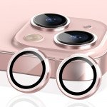 Premium Guard Titanium Alloy HD Tempered Glass Camera Lens Protector for Apple iPhone 15, iPhone 15 Plus (Pink)
