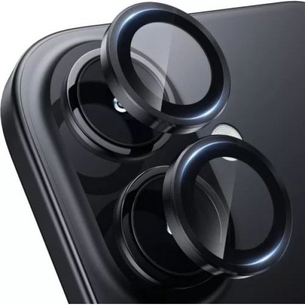 Wholesale Premium Guard Titanium Alloy HD Tempered Glass Camera Lens Protector for Apple iPhone 16, iPhone 16 Plus (Black)