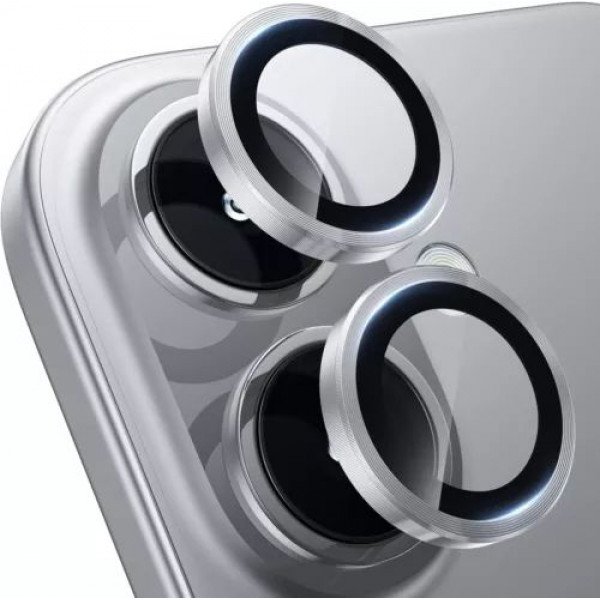 Wholesale Premium Guard Titanium Alloy HD Tempered Glass Camera Lens Protector for Apple iPhone 16, iPhone 16 Plus (White)