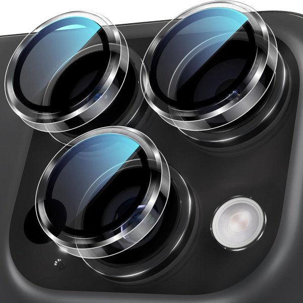 Wholesale Premium Guard Titanium Alloy HD Tempered Glass Camera Lens Protector for Apple iPhone 15 Pro, iPhone 15 Pro Max (Clear)