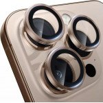 Wholesale Premium Guard Titanium Alloy HD Tempered Glass Camera Lens Protector for Apple iPhone 16 Pro, iPhone 16 Pro Max (Gold)
