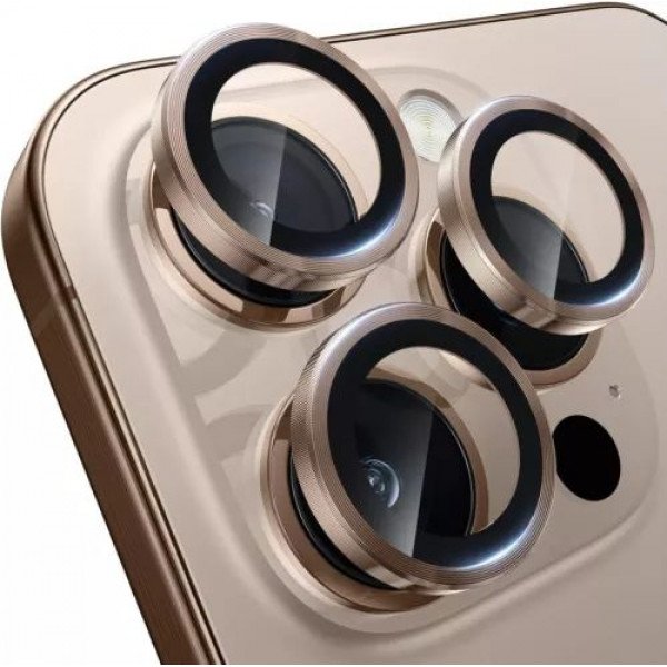 Wholesale Premium Guard Titanium Alloy HD Tempered Glass Camera Lens Protector for Apple iPhone 16 Pro, iPhone 16 Pro Max (Gold)