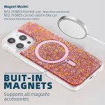 Wholesale Colorful Glitter Sparkle Design Clear Transparent Shockproof Magsafe Compatible Magnetic Ring Phone Case for Apple iPhone 16 Pro Max (Red)