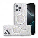 Wholesale Colorful Glitter Sparkle Design Clear Transparent Shockproof Magsafe Compatible Magnetic Ring Phone Case for Apple iPhone 16 Pro Max (Silver)