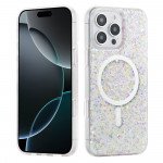 Wholesale Colorful Glitter Sparkle Design Clear Transparent Shockproof Magsafe Compatible Magnetic Ring Phone Case for Apple iPhone 16 Pro Max (Silver)