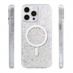 Wholesale Colorful Glitter Sparkle Design Clear Transparent Shockproof Magsafe Compatible Magnetic Ring Phone Case for Apple iPhone 16 Pro Max (Silver)