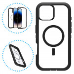 Heavy Duty Transparent Magnetic Defender Case with MagSafe Compatibility for Apple iPhone 16 Pro Max (Black)