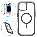 Heavy Duty Transparent Magnetic Defender Case with MagSafe Compatibility for Apple iPhone 16 Pro (Gray)