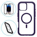 Heavy Duty Transparent Magnetic Defender Case with MagSafe Compatibility for Apple iPhone 16 Pro (Purple)
