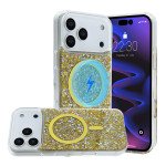 Wholesale Colorful Glitter Sparkle Design Clear Transparent Shockproof Magsafe Compatible Magnetic Ring Phone Case for Apple iPhone 17 Pro Max (Gold)