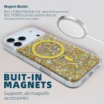 Wholesale Colorful Glitter Sparkle Design Clear Transparent Shockproof Magsafe Compatible Magnetic Ring Phone Case for Apple iPhone 17 Pro Max (Gold)
