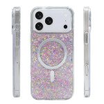 Wholesale Colorful Glitter Sparkle Design Clear Transparent Shockproof Magsafe Compatible Magnetic Ring Phone Case for Apple iPhone 17 Pro Max (Pink)