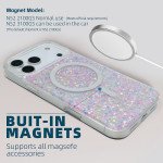 Wholesale Colorful Glitter Sparkle Design Clear Transparent Shockproof Magsafe Compatible Magnetic Ring Phone Case for Apple iPhone 17 Pro Max (Pink)