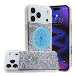 Wholesale Colorful Glitter Sparkle Design Clear Transparent Shockproof Magsafe Compatible Magnetic Ring Phone Case for Apple iPhone 17 Pro Max (Purple)