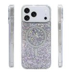 Wholesale Colorful Glitter Sparkle Design Clear Transparent Shockproof Magsafe Compatible Magnetic Ring Phone Case for Apple iPhone 17 Pro Max (Purple)
