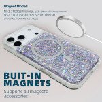 Wholesale Colorful Glitter Sparkle Design Clear Transparent Shockproof Magsafe Compatible Magnetic Ring Phone Case for Apple iPhone 17 Pro Max (Purple)