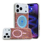 Wholesale Colorful Glitter Sparkle Design Clear Transparent Shockproof Magsafe Compatible Magnetic Ring Phone Case for Apple iPhone 17 Pro Max (Red)