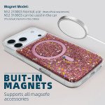 Wholesale Colorful Glitter Sparkle Design Clear Transparent Shockproof Magsafe Compatible Magnetic Ring Phone Case for Apple iPhone 17 Pro Max (Red)