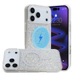 Wholesale Colorful Glitter Sparkle Design Clear Transparent Shockproof Magsafe Compatible Magnetic Ring Phone Case for Apple iPhone 17 Pro Max (Silver)