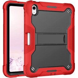 Heavy Duty Full Body Shockproof Protection Kickstand Hybrid Tablet Case Cover for Apple iPad Air 11 (2024) / Air 4 / Air 5 (Red)
