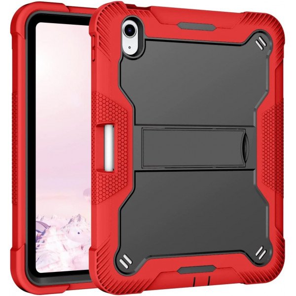 Wholesale Heavy Duty Full Body Shockproof Protection Kickstand Hybrid Tablet Case Cover for Apple iPad Air 11 (2024) / Air 4 / Air 5 (Red)