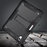 Wholesale Heavy Duty Full Body Shockproof Protection Kickstand Hybrid Tablet Case Cover for Apple iPad Air 11 (2024) / Air 4 / Air 5 (Black)