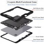 Wholesale Heavy Duty Full Body Shockproof Protection Kickstand Hybrid Tablet Case Cover for Apple iPad Pro 11 (2024) (Black)